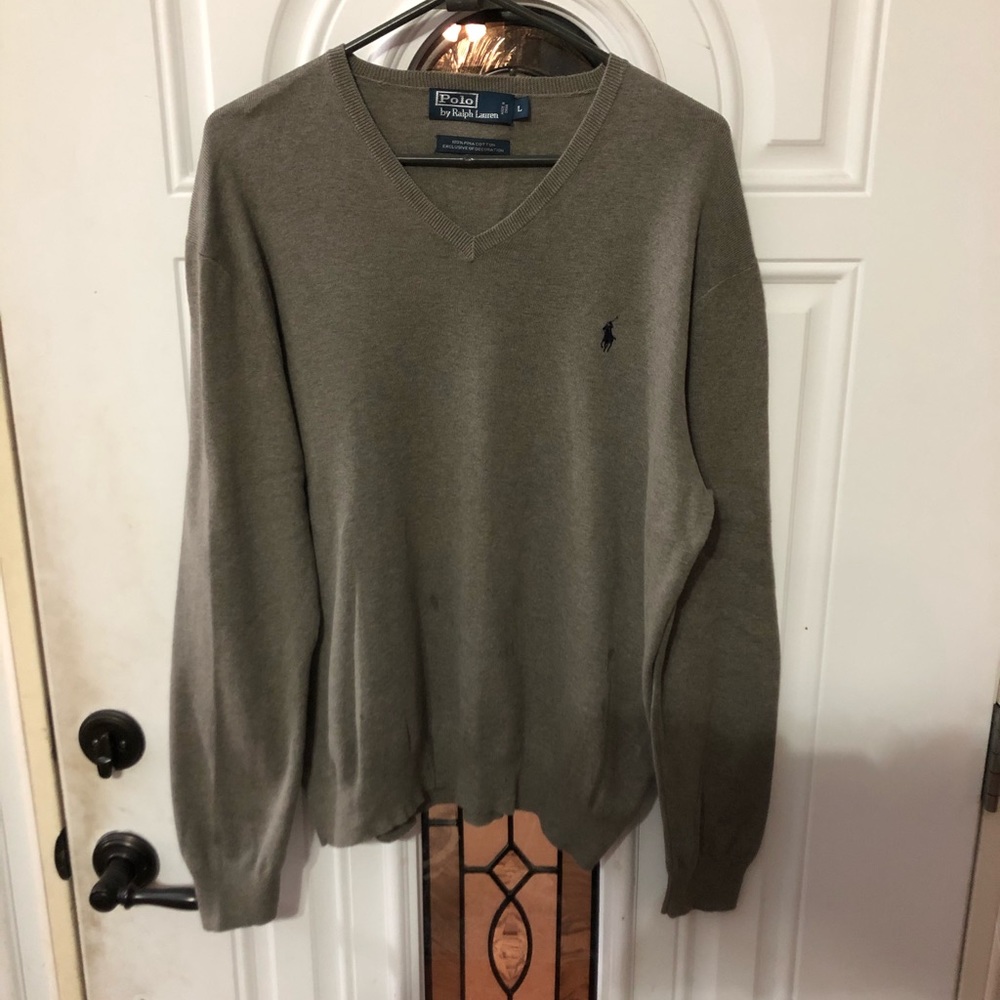 Gray Polo Ralph Lauren V- Neck Sweater